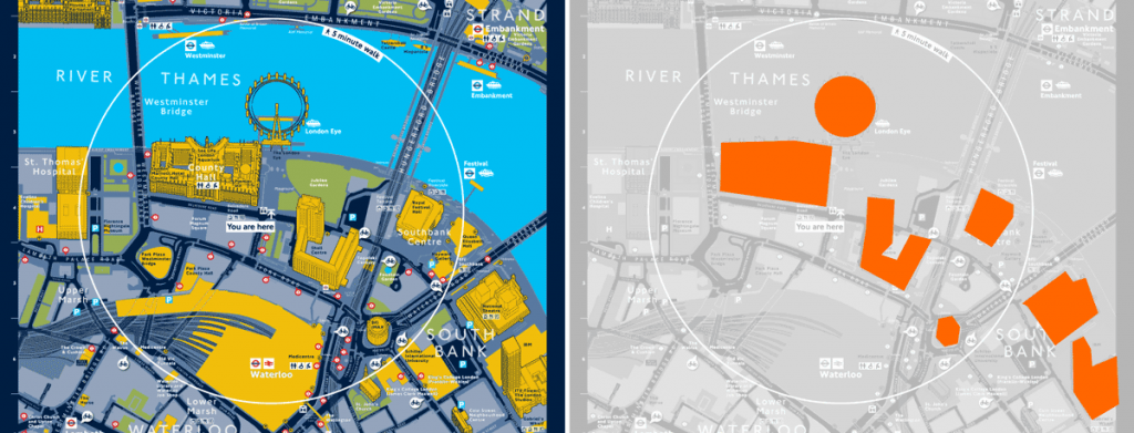 A Legible London map showing landmark buildings 